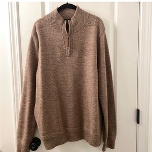 J Crew Merino Wool Slim Fit Quarter Zip Long Sleeve Sweater Brown Extra Large XL